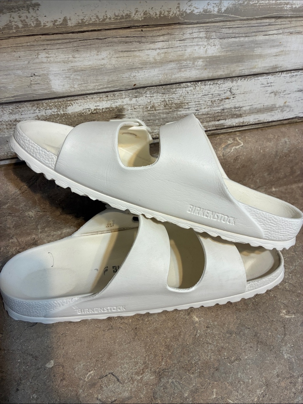 Birkenstock Size 39 White Double Strap Slide Sandals